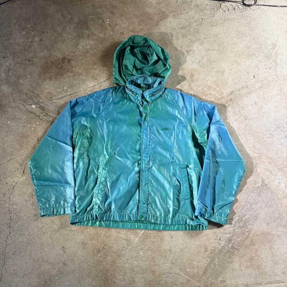 Vintage 70’s 80’s Sears Green & Blue Nylon Windbreaker Jacket